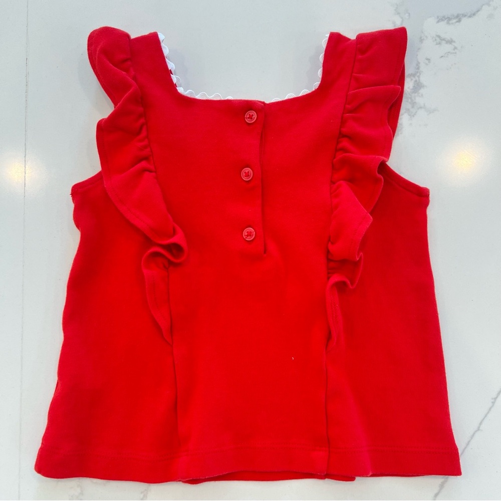 Janie and Jack Ric‎ Rac Trim Top in Vibrant Red, 3T - Picture 4 of 6
